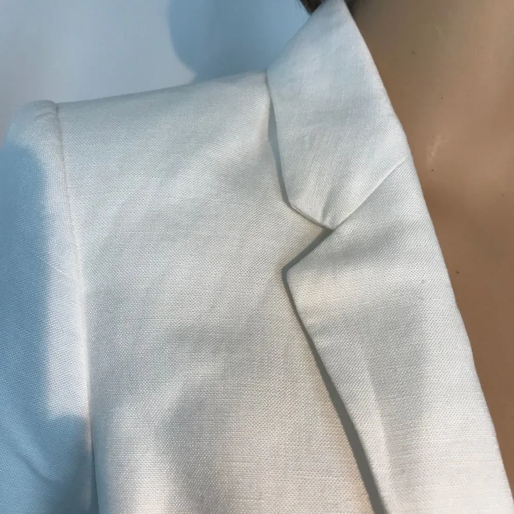 Calvin Klein Double Breasted White Linen Jacket